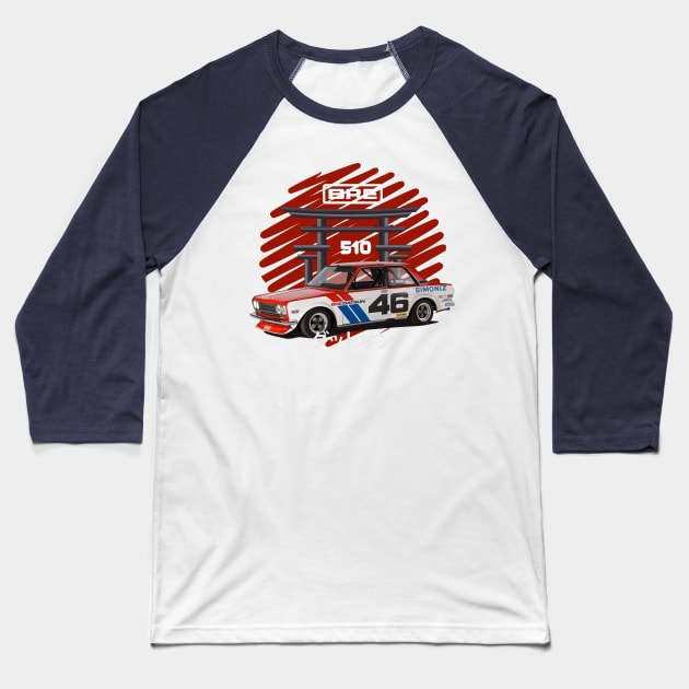 Bre Datsun 501 Car Bluebird Baseball T-Shirt by Ajie Negara